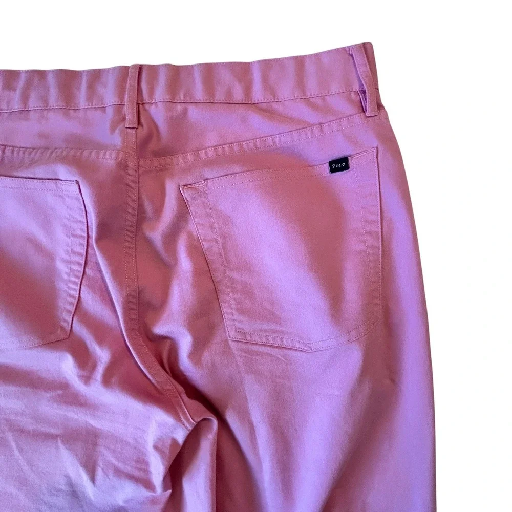 Polo Golf Ralph Lauren Mens Pink Cotton Twill Stretch Tailored Fit Pants 33x32